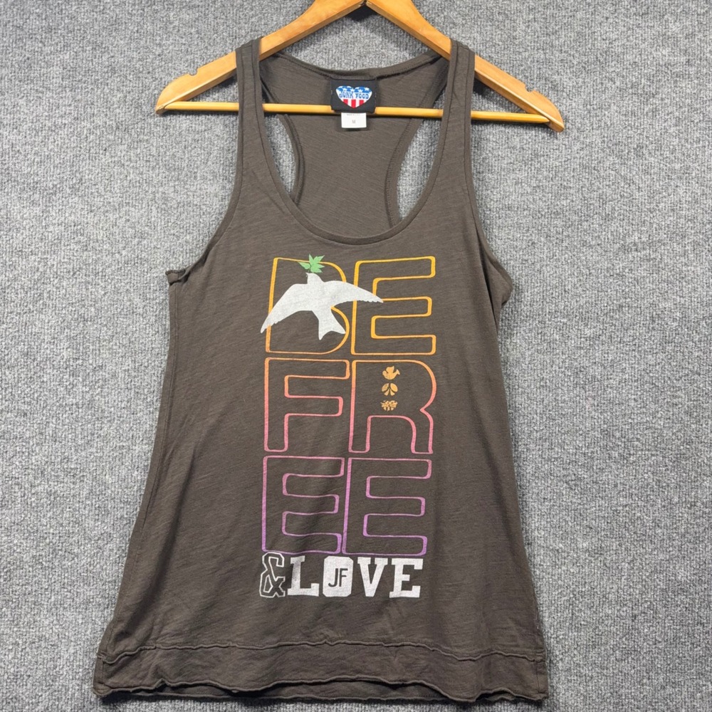 Junk Food Shirt Womens Medium Be Free & Love Dove Graphic Tank Made in USA